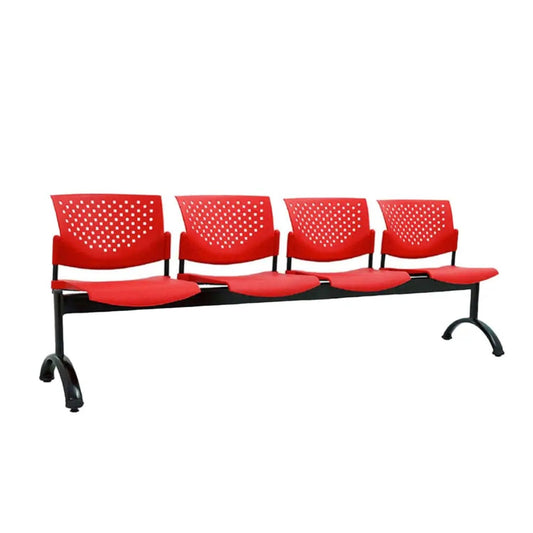 Silla Tandem 4 Puestos Base Negra FLY Rojo