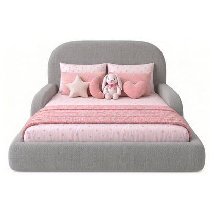 Cama Infantil Montessori con Madera Pino  100x190 Gris Plata