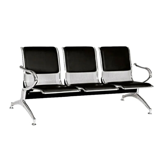 Silla Tandem 3 Puesto Tapizado Negro