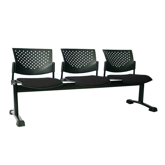Silla Tandem Tapizado 3 Puestos Base Negra FLY Negro
