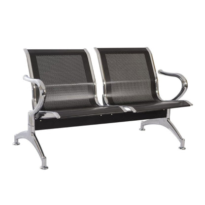 Silla Tandem 2 Puesto Cromado Negro