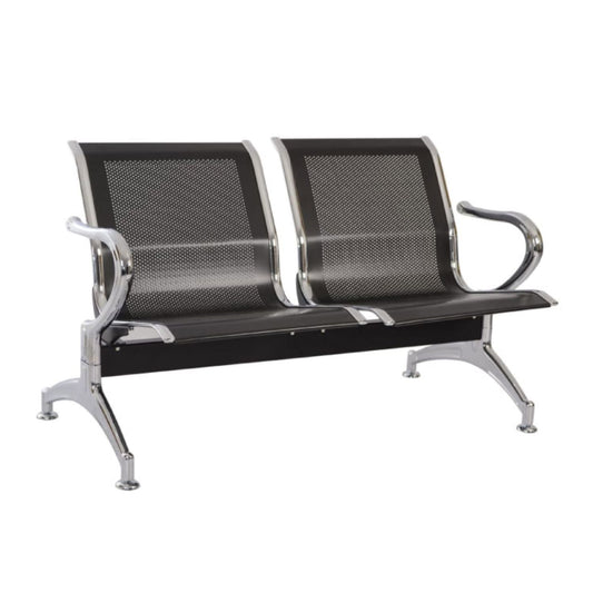 Silla Tandem 2 Puesto Cromado Negro
