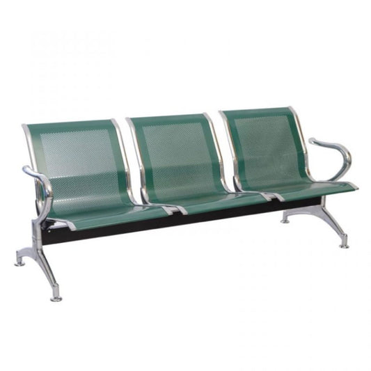 Silla Tandem 3 Puesto Cromado Verde