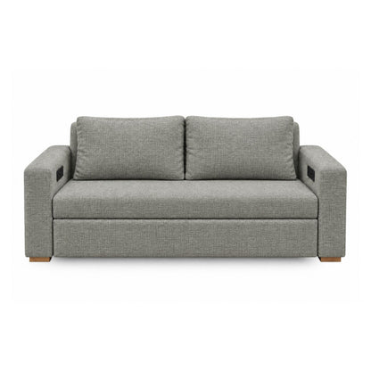 Sofa Cama Multifuncional Con Repisas, Conexión USB y Cama Auxiliar Koni Gris Plomo