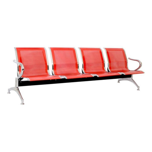 Silla Tandem 4 Puesto Cromado Rojo