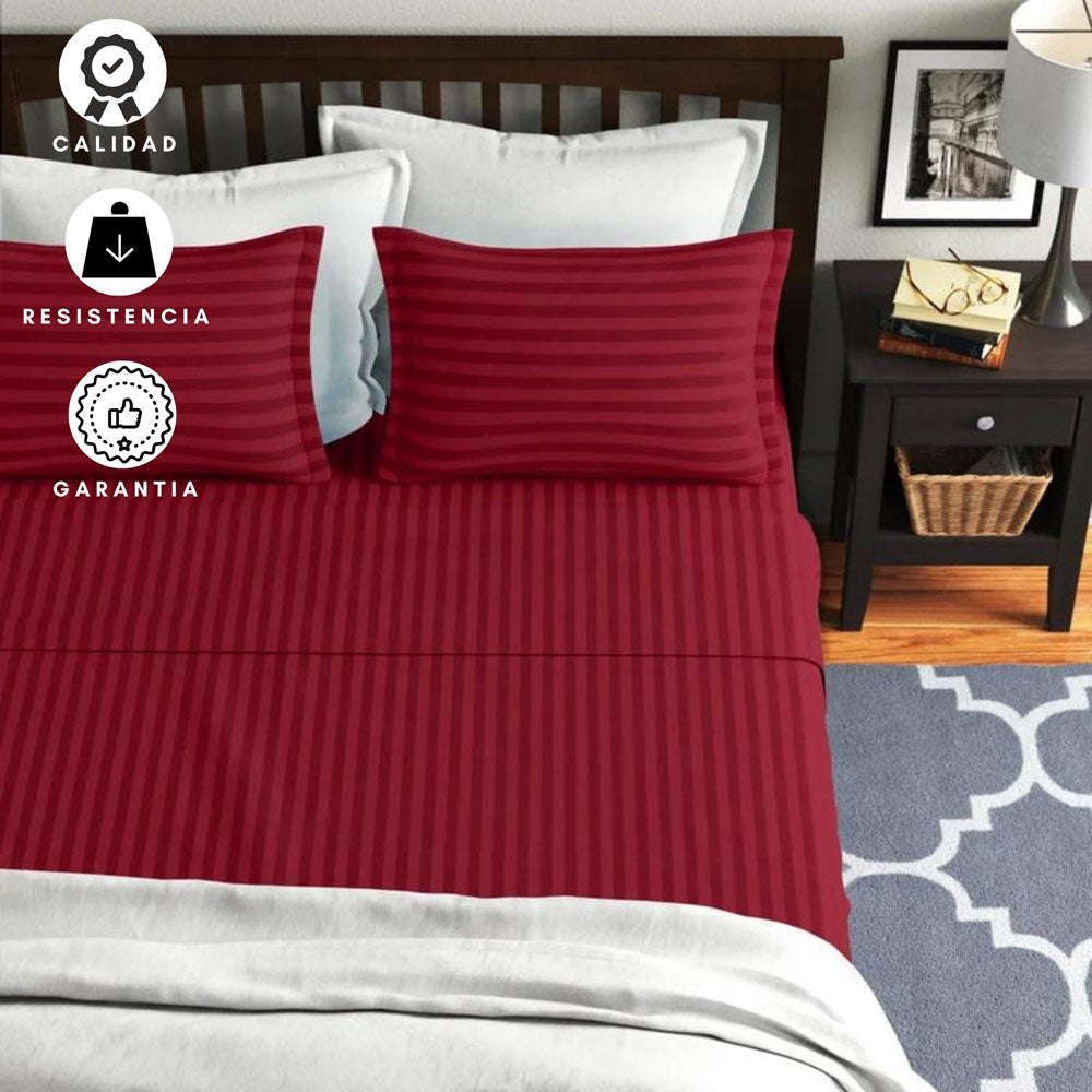 Sabanas Hoteleras Luxury 300 Hilos Doble 140 x 190 Rojo
