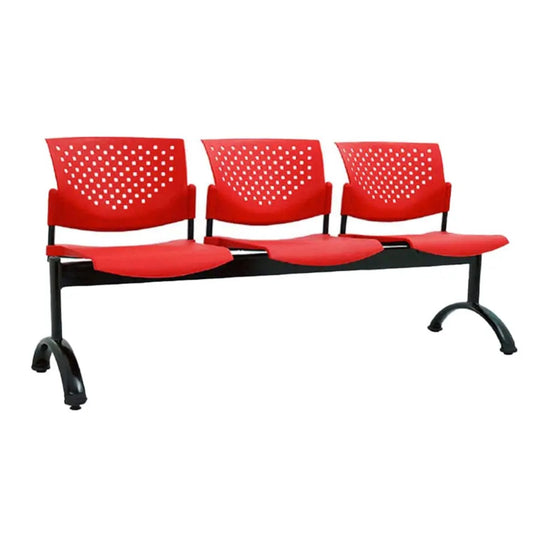 Silla Tandem 3 Puestos Base Negra FLY Rojo