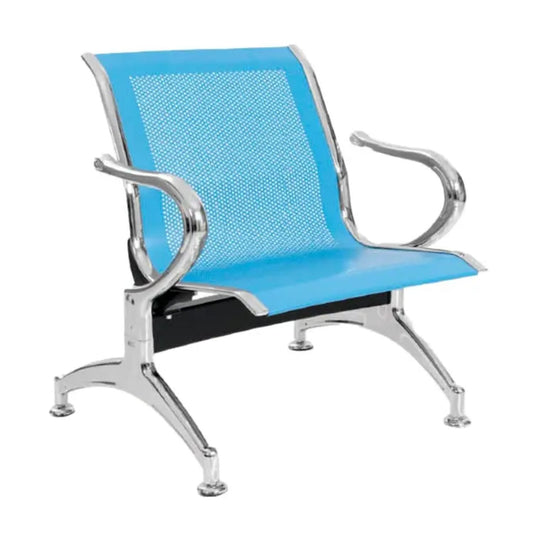 Silla Tandem 1 Puesto Cromado Azul