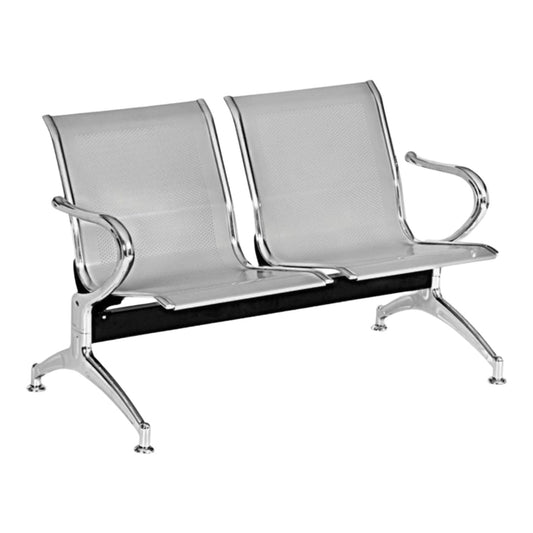 Silla Tandem 2 Puesto Cromado Gris