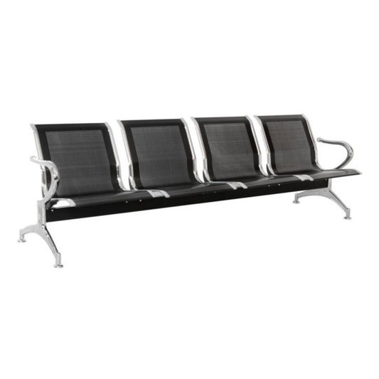 Silla Tandem 4 Puesto Cromado Negro