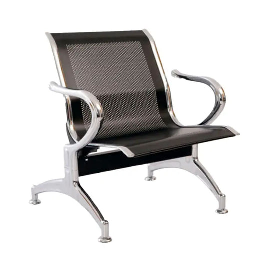 Silla Tandem 1 Puesto Cromado Negro