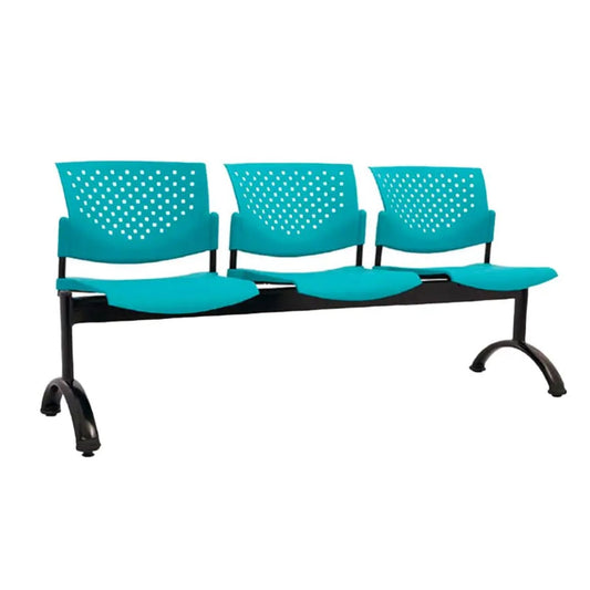 Silla Tandem 3 Puestos Base Negra FLY Verde
