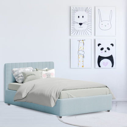 Base Cama Baul con Espaldar Semidoble Infantil Luna 120x190x120 azul cielo