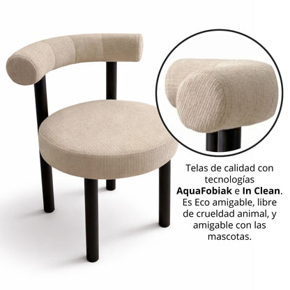 Juego de Comedor Redondo Nala con 4 Sillas Kanala Beige
