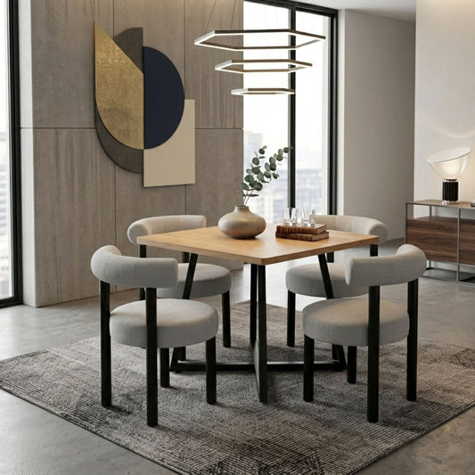 Juego de Comedor Cuadrado Nala con 4 Sillas Kanala Gris