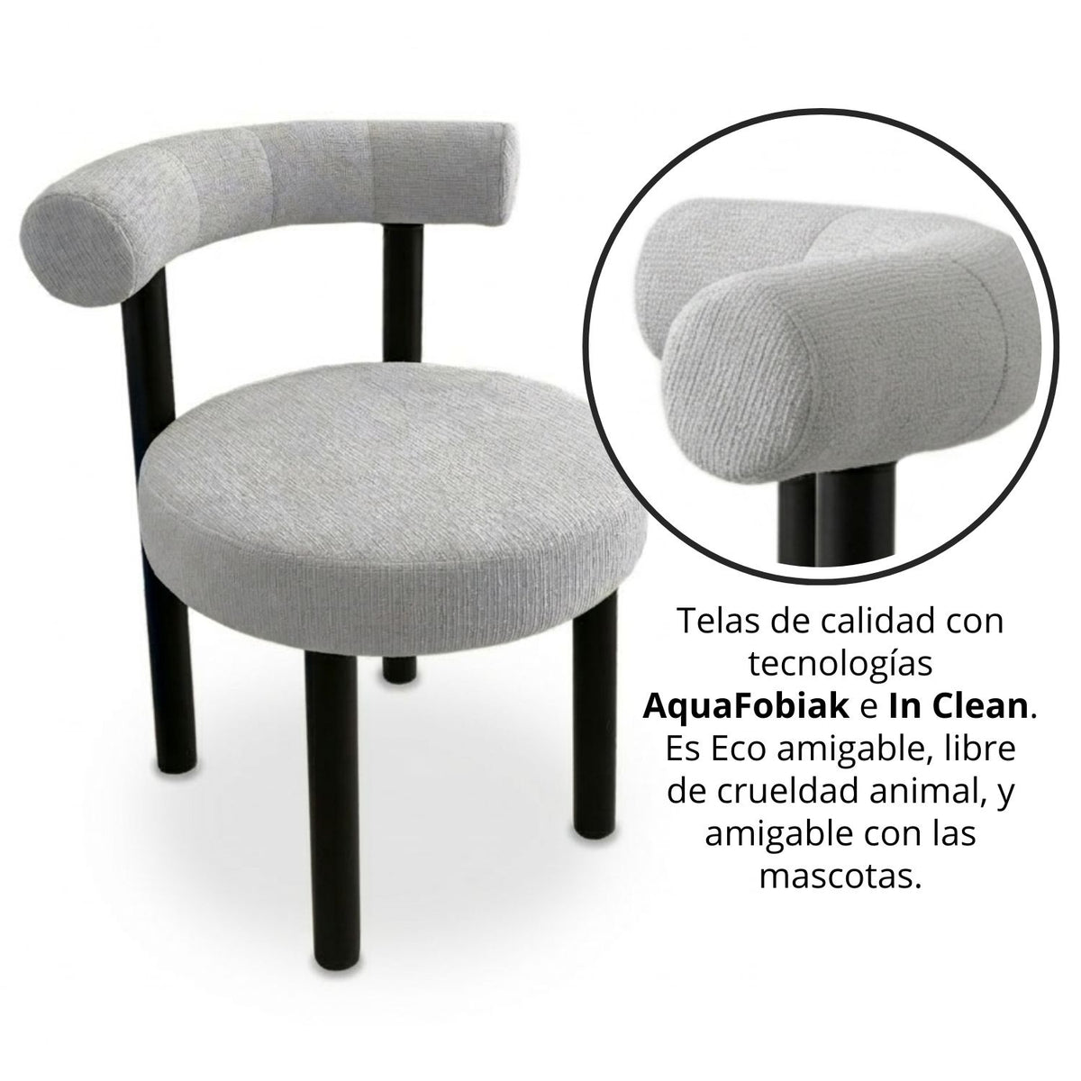 Juego de Comedor Cuadrado Nala con 4 Sillas Kanala Gris