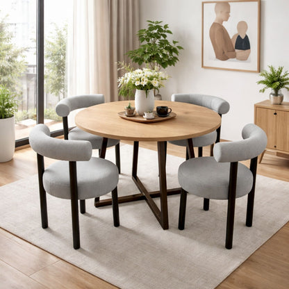 Juego de Comedor Redondo Nala con 4 Sillas Kanala Gris