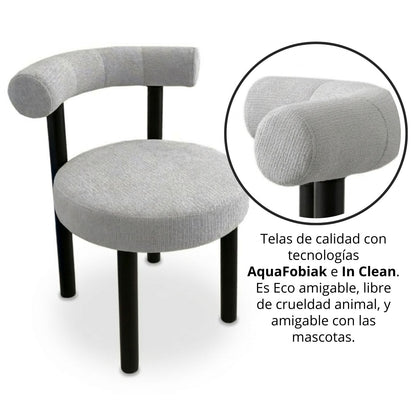 Juego de Comedor Redondo Nala con 4 Sillas Kanala Gris
