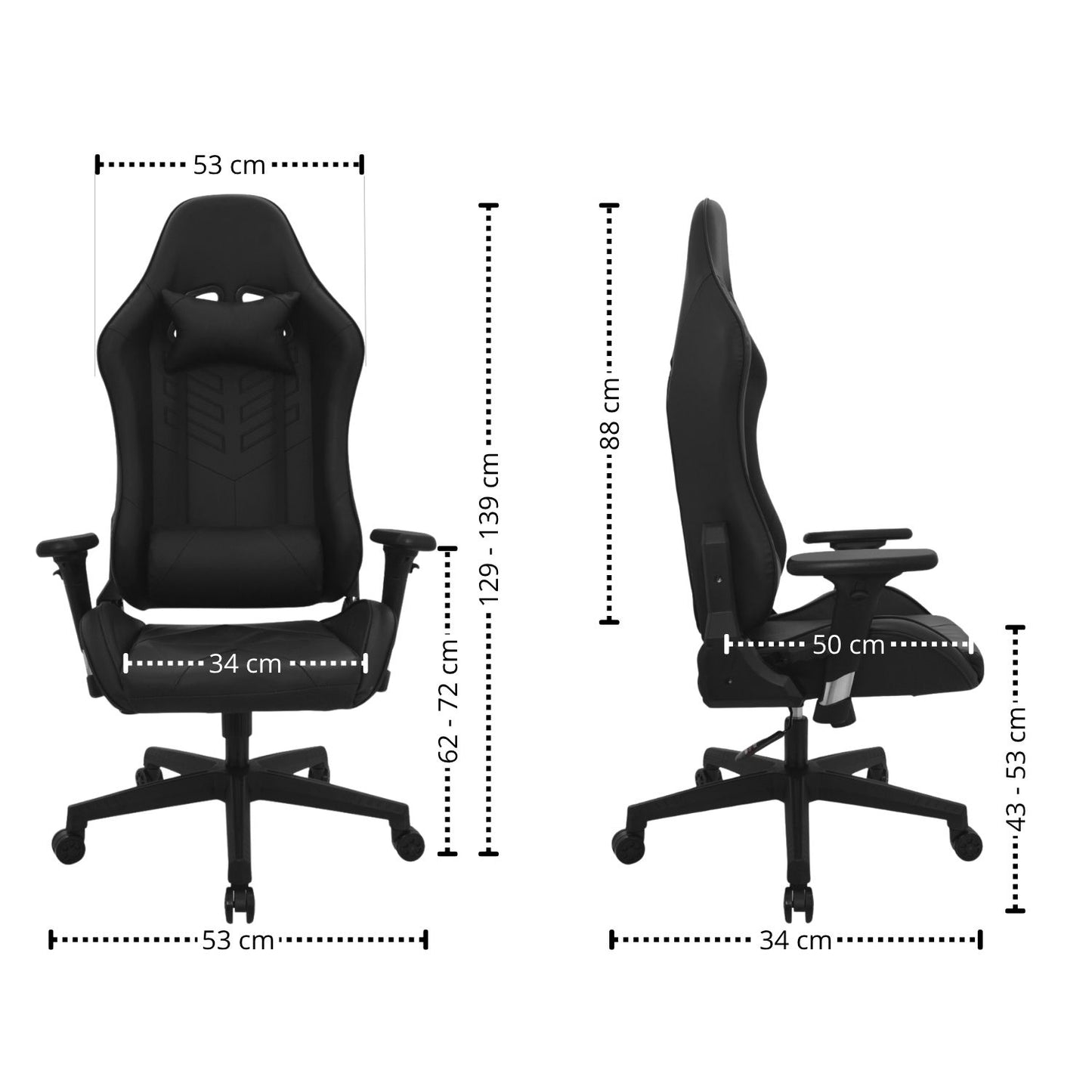 Silla Gamer Zarly Negro 139x53x34