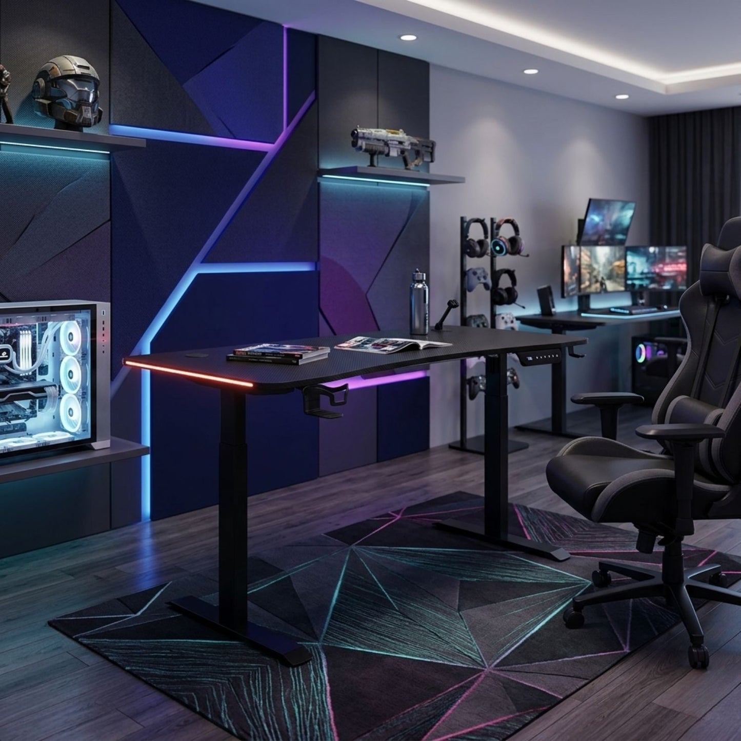Escritorio Regulable con luces Gamer Evox Negro