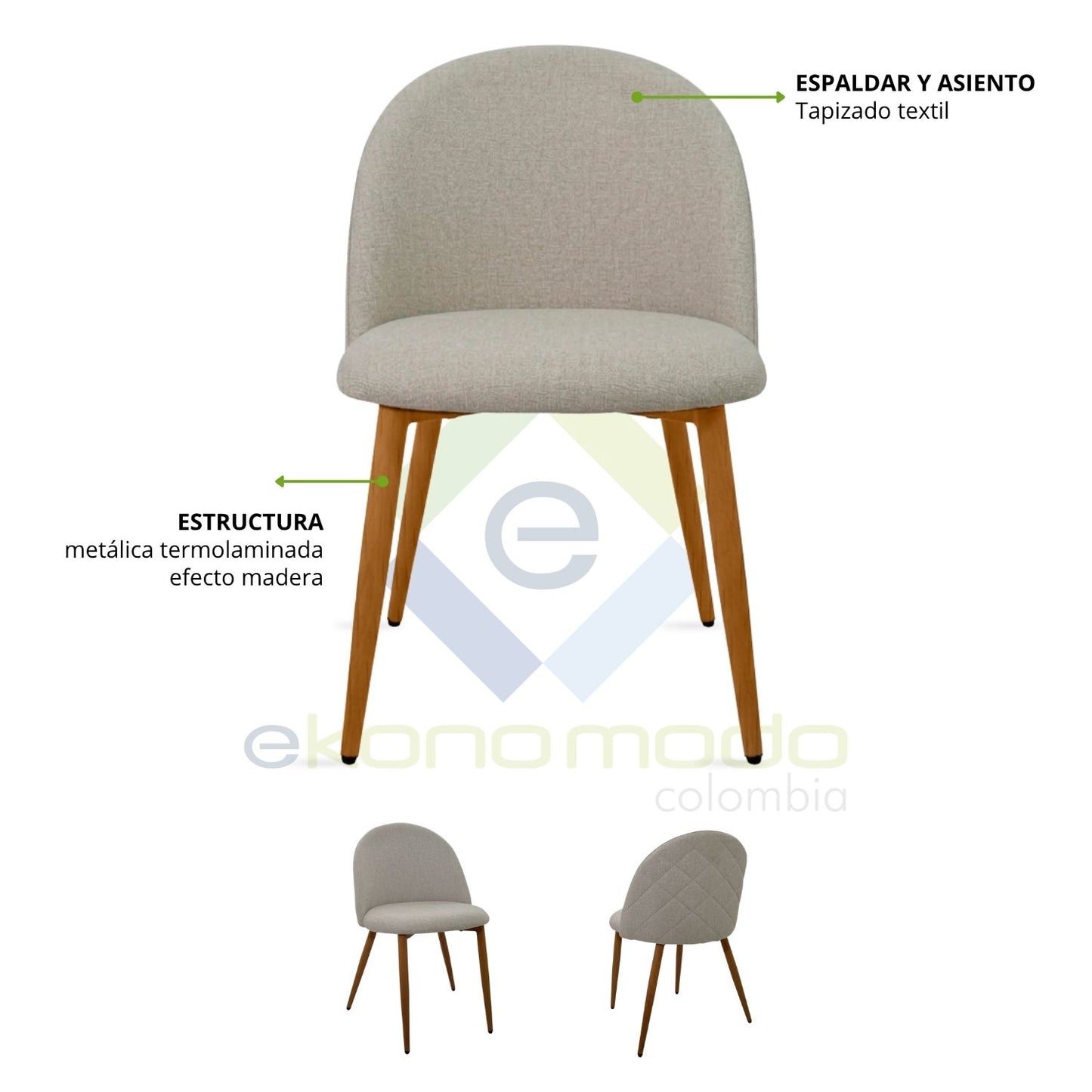 Silla Tapizada Anix Beige Tela