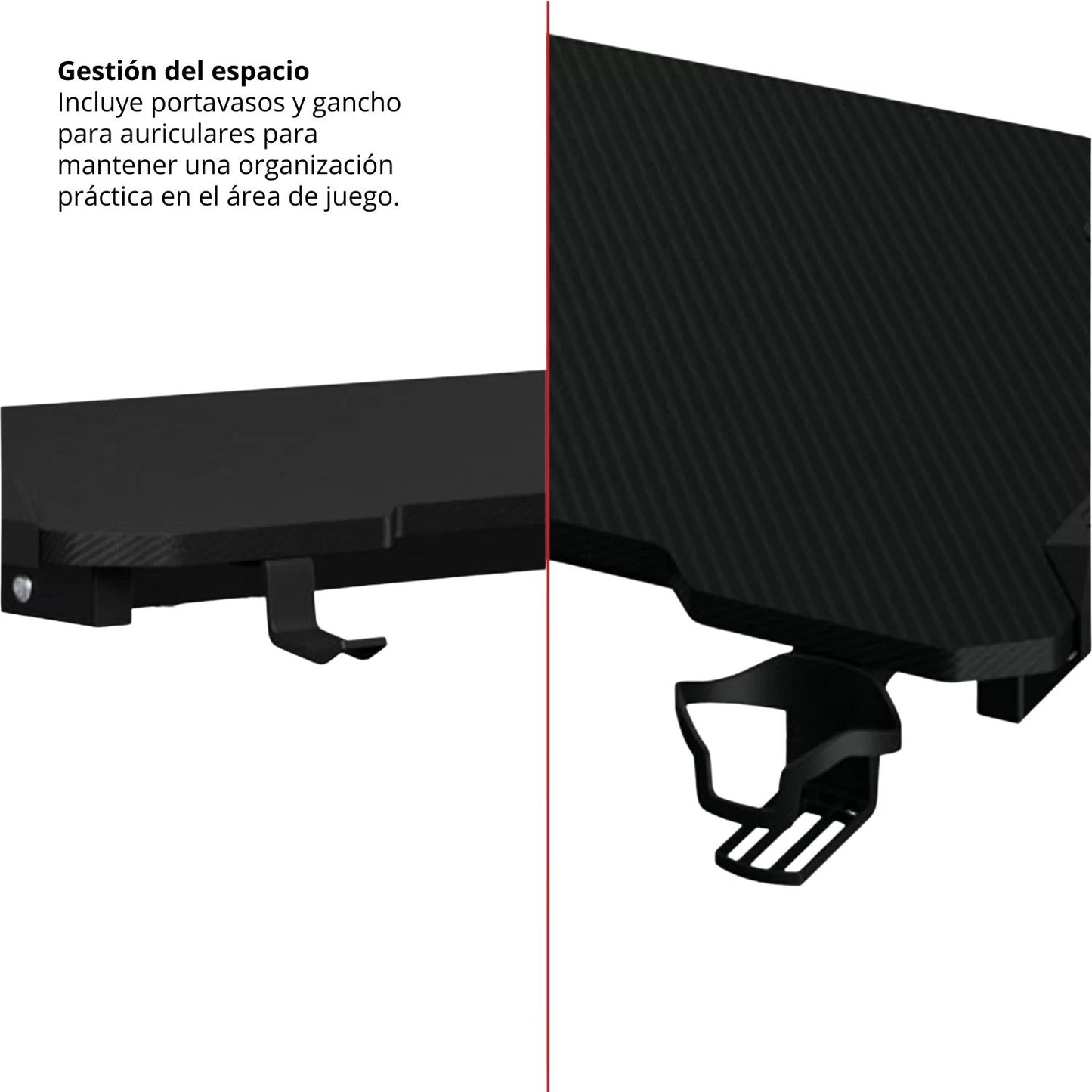 Escritorio Gamer Con Luces Nexus Negro Rojo 75x120x60