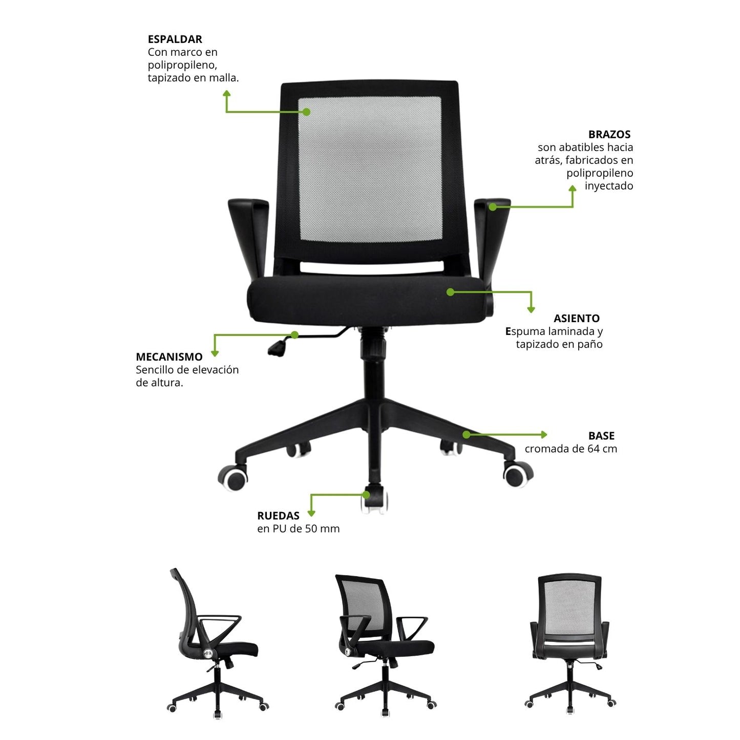 Silla De Oficina Kristen Negro