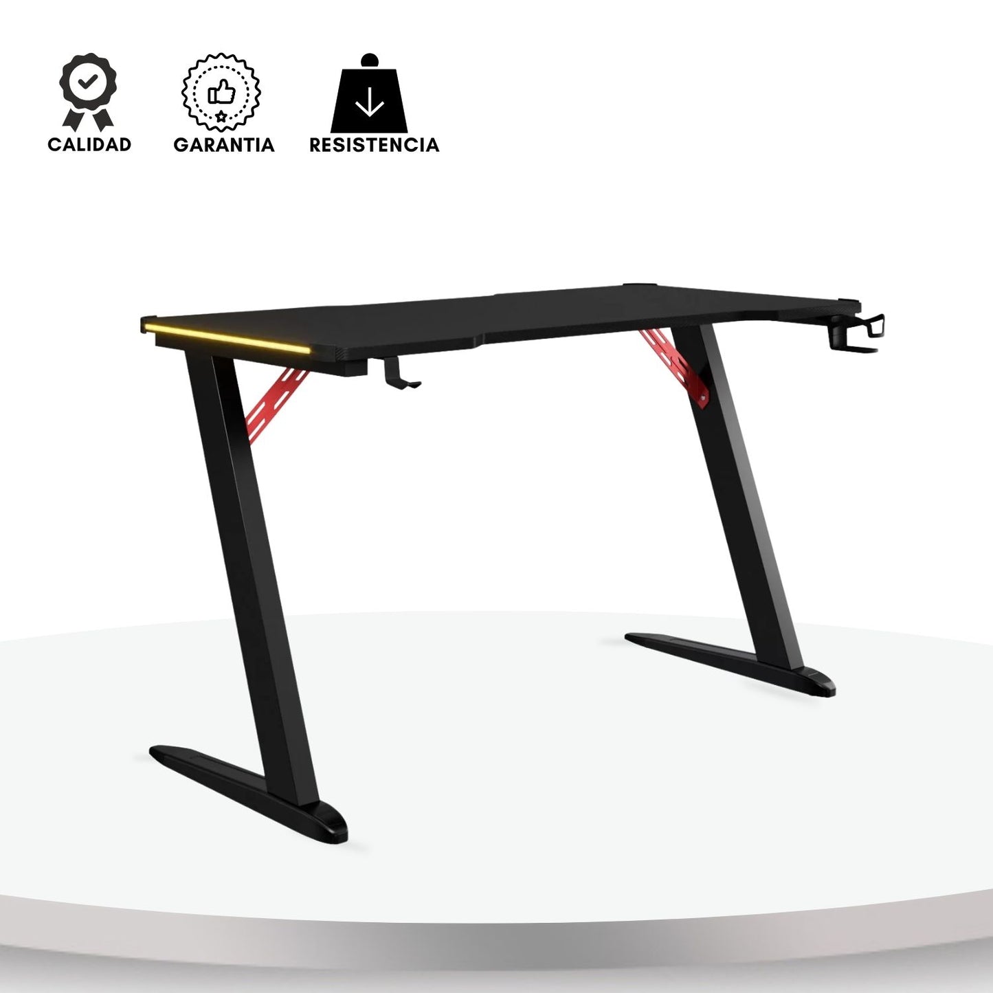 Escritorio Gamer Con Luces Muxi Negro Rojo 75x120x60