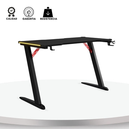Escritorio Gamer Con Luces Muxi Negro Rojo 75x120x60