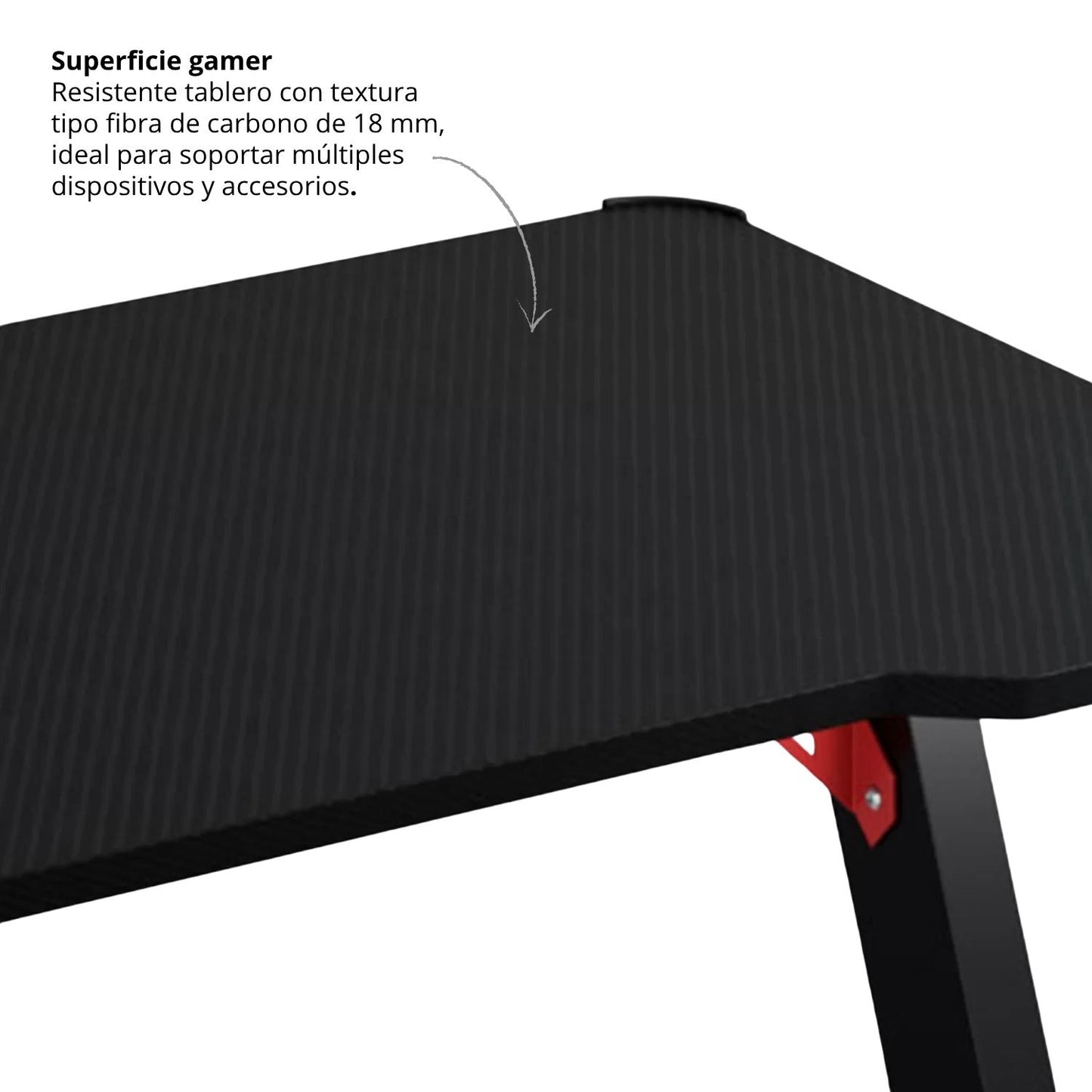 Escritorio Gamer Con Luces Muxi Negro Rojo 75x120x60