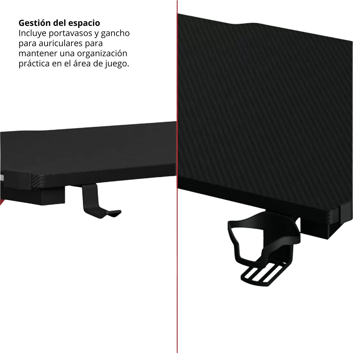 Escritorio Gamer Con Luces Muxi Negro Rojo 75x120x60