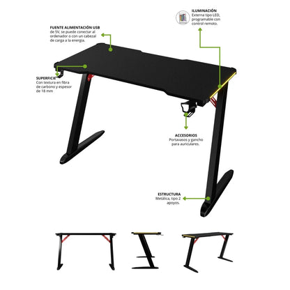 Combo Gamer: Silla Ergonomica Brazos 3D y Escritorio con Luces