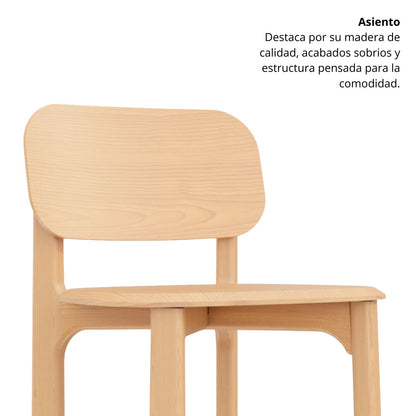 Silla De Barra Ivera Madera 100x42x38