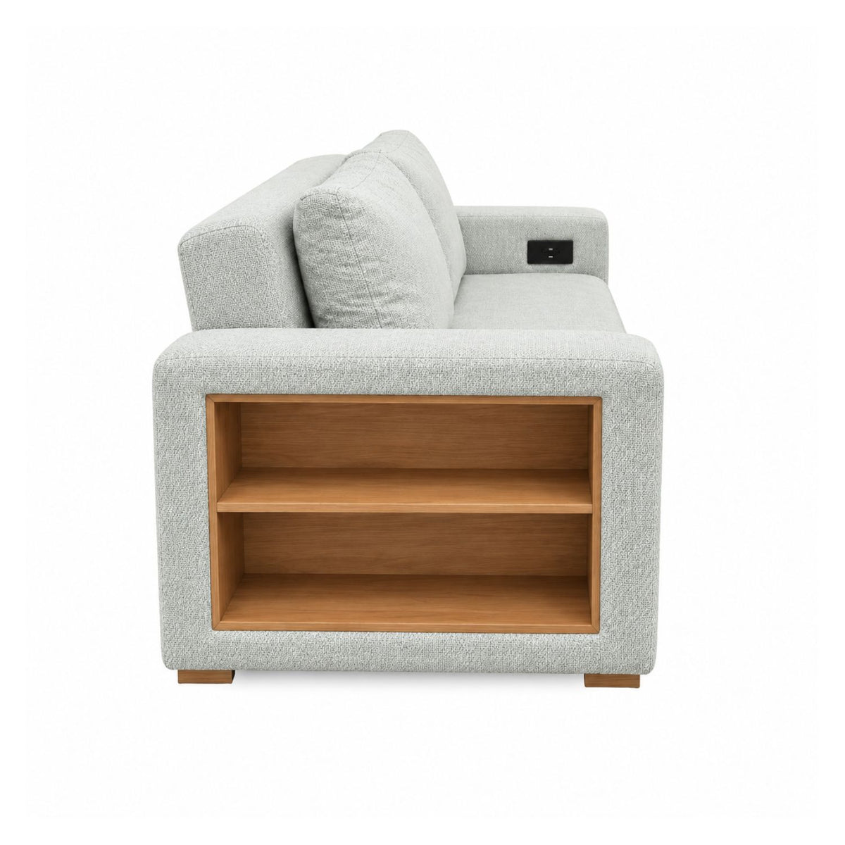 Sofa Cama Multifuncional Con Repisas, Conexión USB y Cama Auxiliar Koni Gris Perla