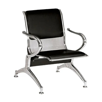 Silla Tandem 1 Puesto Tapizado Negro