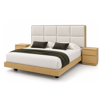 Cama King En Roble Taldy Con Mesas de Noche 200x200 Marfil