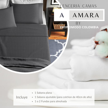 Sabanas Hoteleras Luxury 300 Hilos Sencillas 100 x 190 Gris oscura
