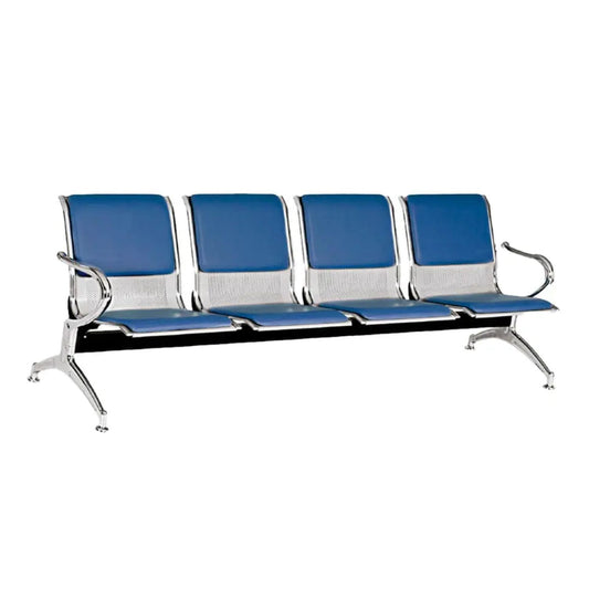 Silla Tandem 4 Puesto Tapizado Azul