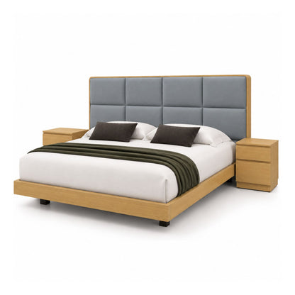 Cama King En Roble Taldy Con Mesas de Noche 200x200 Gris