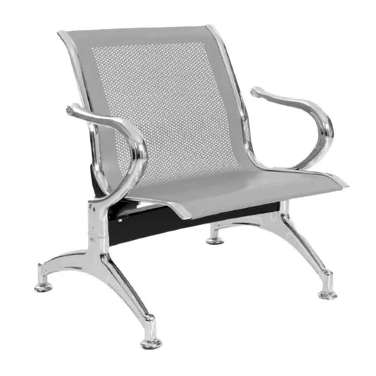 Silla Tandem 1 Puesto Cromado Gris
