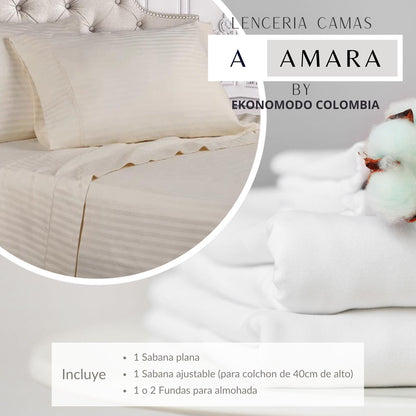 Sabanas Hoteleras Luxury 300 Hilos Semi-Doble 120 x 190 Beige