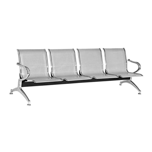Silla Tandem 4 Puesto Cromado Gris