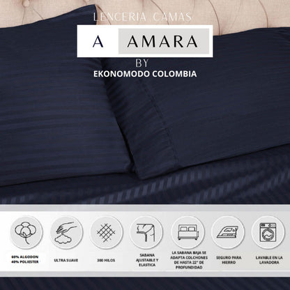 Sabanas Hoteleras Luxury 300 Hilos Sencillas 100 x 190 Azul