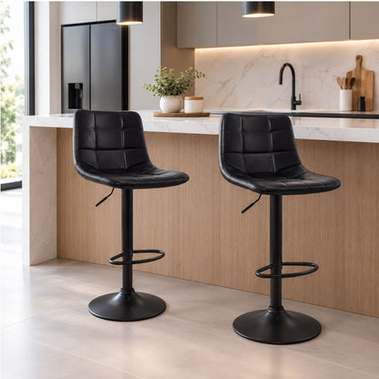 Silla De Barra James Tipo Cuero Negro