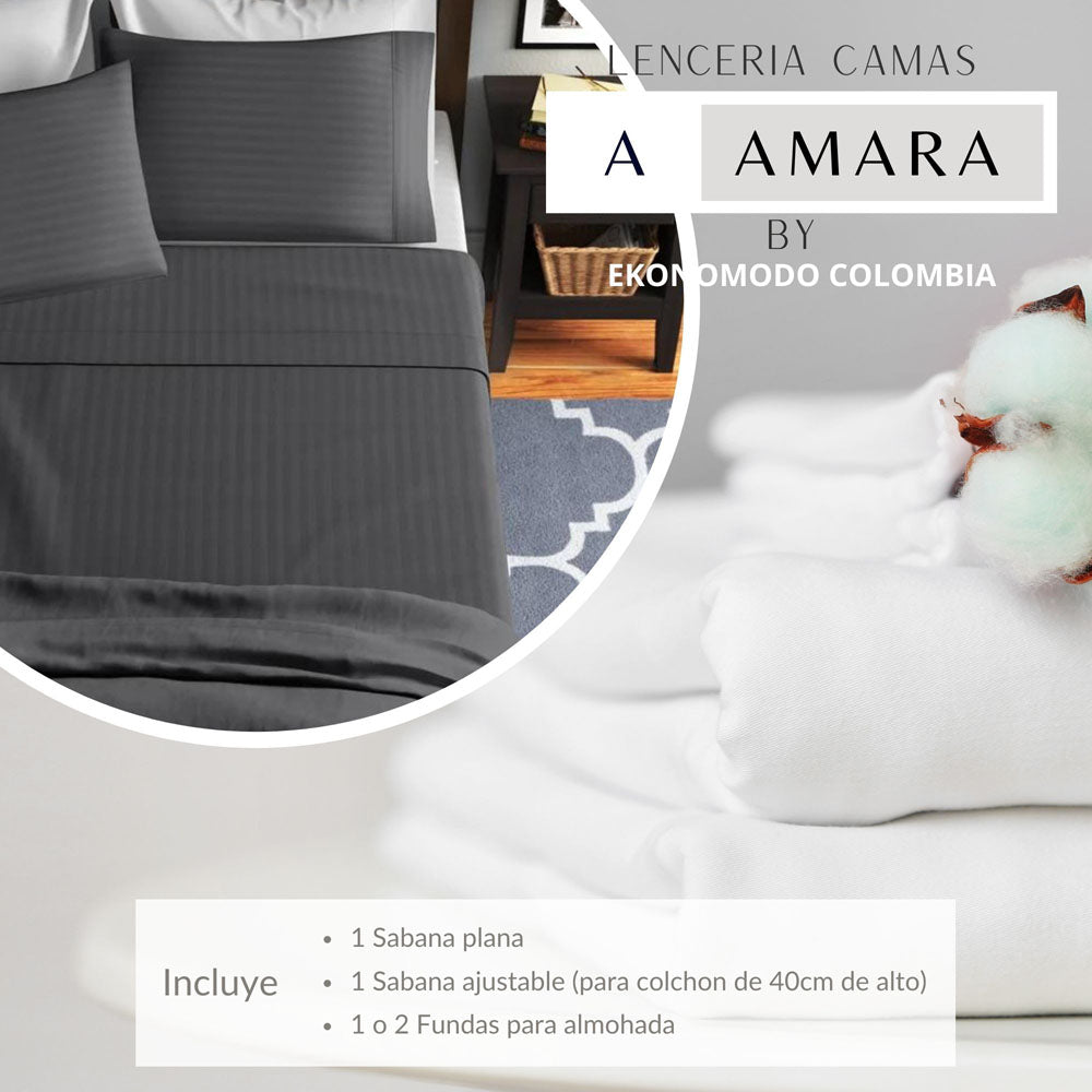 Sabanas Hoteleras Luxury 300 Hilos Semi-Doble 120 x 190 Gris oscura