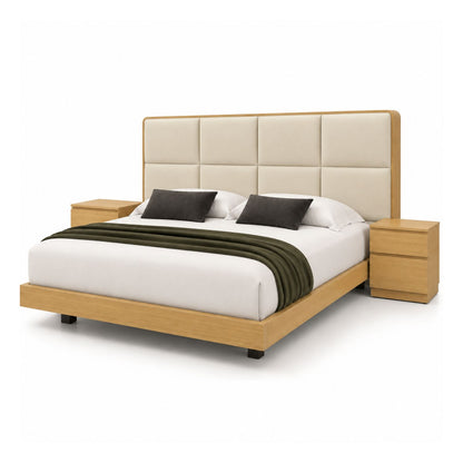 Cama Doble En Roble Taldy Con Mesas de Noche 140x190 Camel