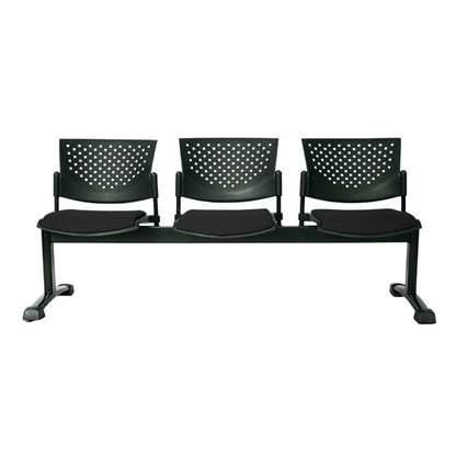 Silla Tandem Tapizado 3 Puestos Base Negra FLY Negro