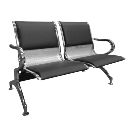 Silla Tandem 2 Puesto Tapizado Negro