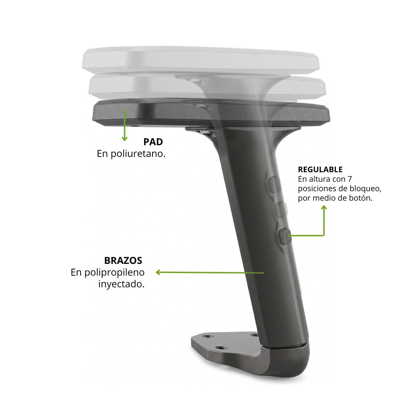Par De Brazos Regulable En Altura Para Silla De Oficina