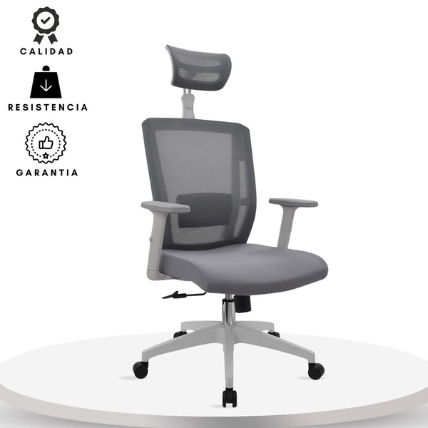 Silla De Oficina Italiana Cuba Presidente 114X48X32 Gris